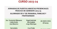 Jornada puertas abiertas y admisión alumnado curso 2023-24